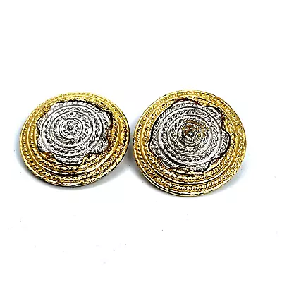 Vintage Park Lane Clip Earrings 1980s Retro Womens Silvertone Goldtone • $18.05