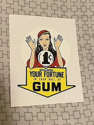 Vintage Gypsy Fortune Teller 1 Cent Gumball Machine Decal Free Shipping (112) • $19.95
