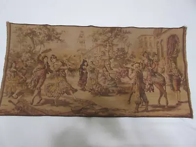 Vtg Belgium Tapestry Table Runner Wall Hanging W  Dancing Horses + 18.5  X 39  • $42.99