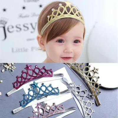 Baby Girl Crown Hairband Toddler Headband Kid Princess Party Costume Headwear • £2.99