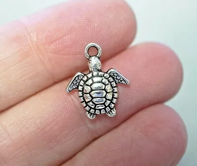 £2.29 • Buy 10 Turtle Charms, Tortoise Charms, Sealife Charms - 16mm - Antique Silver
