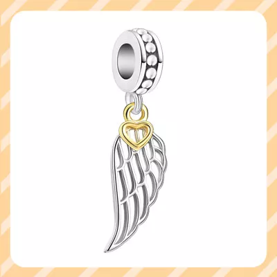 New Authentic Angel Wings Love Dangle 925 Sterling Silver Women Bracelet Charm • $15