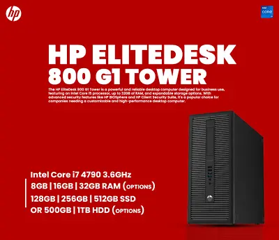 HP EliteDesk 800 G1 Tower - I7 4790 3.6GHz | Wi-Fi | Reconditioned Grade A • $320