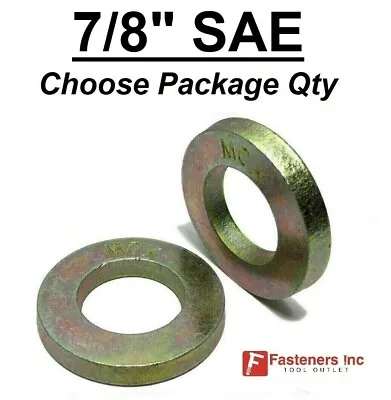 7/8  SAE Extra Thick Hardened Flat Washers Grade 8 Steel Zinc Yellow (Pick Qty) • $199.99