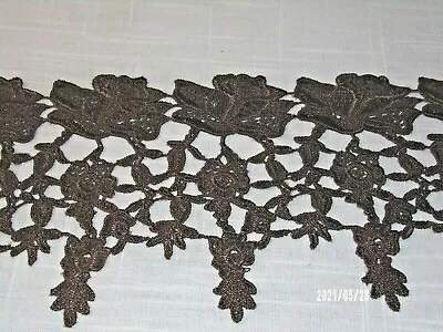 5 Inch Scalloped BROWN Venice Lace Trim Sold By The Yard • $7