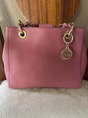 MICHAEL KORS Leather Purse Handbag Satchel Small Cynthia Color-Tulip Pink EXC+ • $65