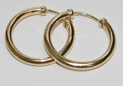 9ct Gold 18mm Capped Sleeper Hoop Earrings - Solid 9k Gold • £37.95