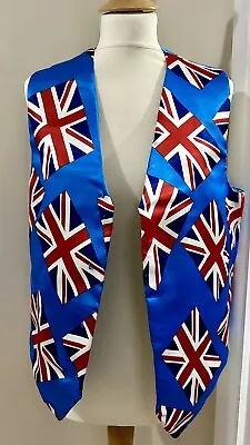 Union Jack Adults Waistcoat Large Padded Bow Tie And Rosette- Handmade • £18
