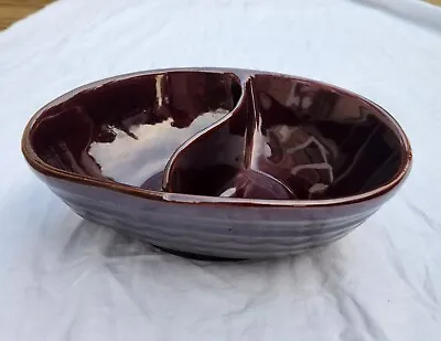 NEW Vintage Brown Daisy & Dot Marcrest Oven Proof Stoneware Divided Serving Bowl • $24.50