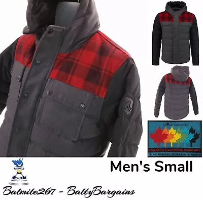 NWT Moose Knuckles Taylor Quilted Down Buffalo Plaid Mens Coat Hoodie S Grey NOS • $324.23