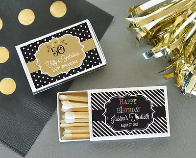 50 Personalized Birthday Theme Match Boxes Birthday Party Favors • $36.95