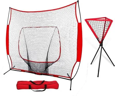 7' X 7' Powernet Baseball And Softball Practice Net + Ball Caddy With Carry Bag • $62.58