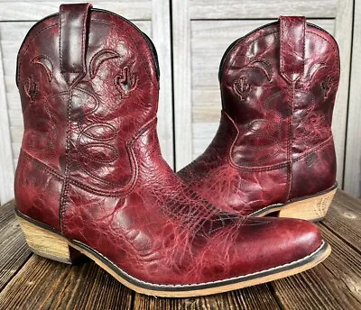 Dingo Women's 8.5M Adobe Rose Red Western Zip Up Booties Boots DI695 • £47.49