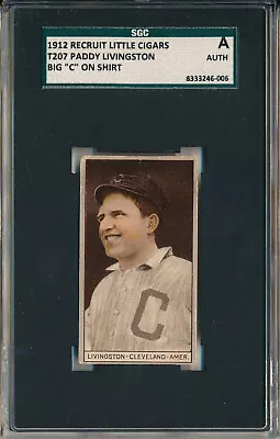 1912 T207 Recruit Little Cigars - Paddy Livingston Big  C  - Sgc A (svsc) • $159.99