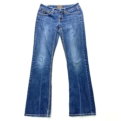Cowgirl Up Womens Tag Size 29/34 Measured 30x32 Bootcut Low Rise Denim Jeans • $24.99