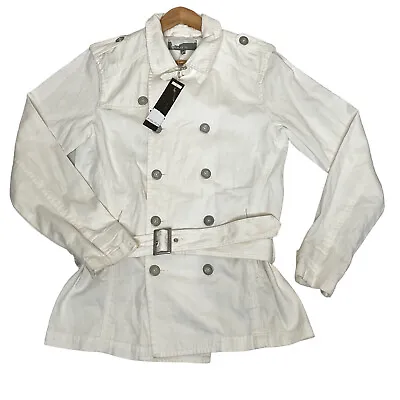 Politix Mens Field Jacket Size M White Double Breasted Safari Belted NWT • $66.97