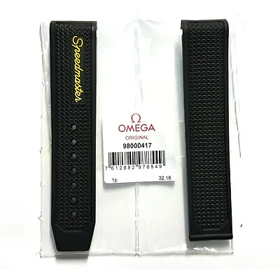 Original Omega Speedmaster 19mm Black / Yellow Rubber Watch Band Strap #98000417 • $512.23