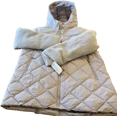 Koolaburra By UGG Sherpa Puffer Coat Grey/Cloud Blue  Women’s Size L NWT $180 • $59.99