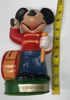 Vintage Disney Mickey Mouse Coin Bank Band Drummer PVC Rubber Plastic  • $5.99
