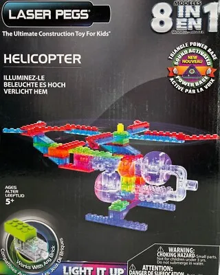 Laser Pegs 8 In 1 Helicopter Light It Up Construction Building Kit Illuminated • $22.25