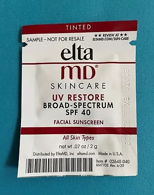 ELTA MD UV Restore TINTED Broad-Spectrum SPF 40-2g/Packet-10 Travel Packets • $13.99