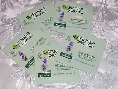 5 X Garnier Cosmos Organic Anti-Age Day Cream Lavandin 1.5ml Sample Sachet Vegan • £3.49