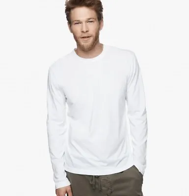 James Perse Men's New Solid White Long Sleeve Crew Neck Cotton T-Shirt MLJ3351 • $38.25