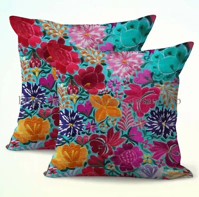 Pillow Case Set Of 2 Mexican Oaxaca Floral Design Print Cushion Cover • $25.99