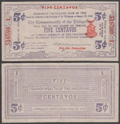 PHILIPPINES Commonwealth 5 Centavos P-S640 JIM 1942 UNC World WAR Military NOTE • $9.99