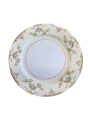 Meito China MARIE Dinner Plates 9 3/4” Tan Border Floral Cream Band And Gold • $12