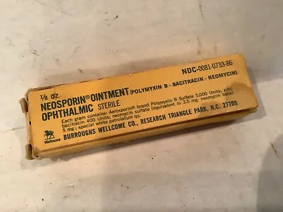 £9.74 • Buy Vintage Neosporin Antibiotic Ointment Tube Box Advertising Medicine BURROUGHS
