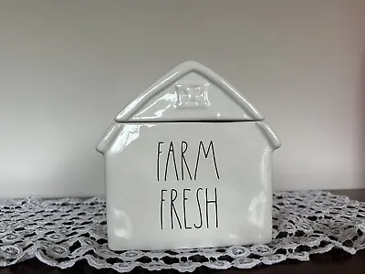 Rae Dunn FARM FRESH White Ceramic Cookie Jar Farm House Barn NEW 2023 • $55