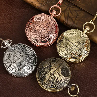 Retro Punk Musical Pocket Watch With Fob Chain Men's Pendant Watches Stars Wars • $16.69