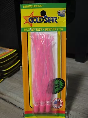 3 Silver Horde 4 1/2  Squid Twinkle Skirt Fish Baits - Double Glow - Pink Color • $8.60