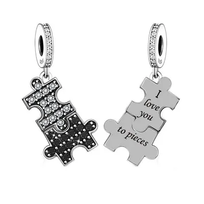 I Love You To Pieces Jigsaw Charm 💜 Genuine 925 Sterling Silver • £15.89