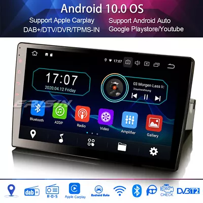 1 Din 10.1  DAB+Car Stereo In Dash Detachable Android 10.0 Sat Nav Carplay SWC • £157.03