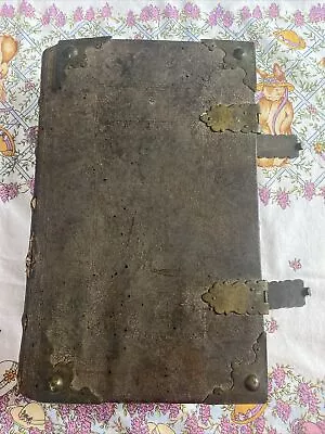 1708 ANTIQUE German Leather BIBLE Martin Luther W/ Clasps Metal Cornices • $499