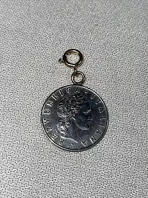 Vintage 925 Sterling Silver L.50 Italiana Republica Coin Pendant • $29.99