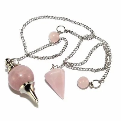 US Natural Rose Quartz Crystal Stone Pendulum Healing Dowsing Reiki Pendant • $8.36