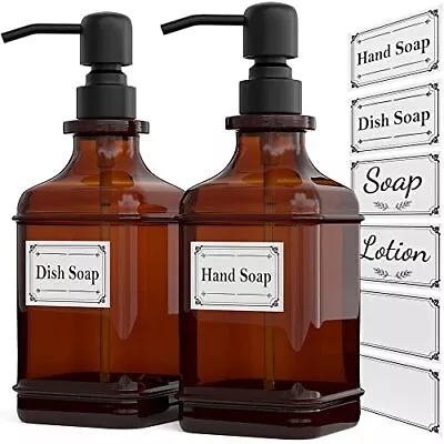 2 Pack Antique Soap Dispenser Thick Glass Hand Soap Dispenser With Pump • $25.80