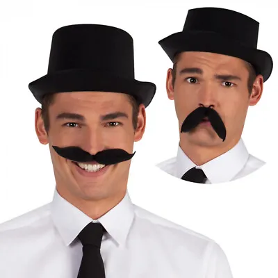 Black Flexible Clip On Moustache Tache False Joke Mexican Bendable Fancy Dress • £3.69