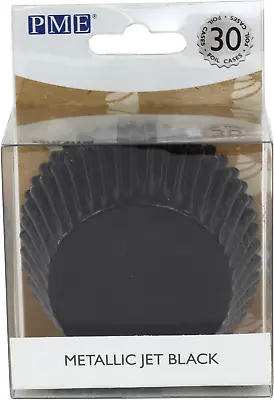 PME BC819 Metallic Foil Lined Cupcake Cases-Pack Of 30 Paper Jet Black • £3.74