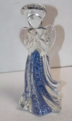 Vintage Blue Sparkle Venetian Glass Angel Figurine • $18.99