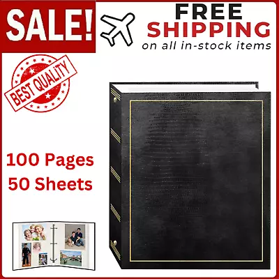 Black Magnetic Self-Stick 3-Ring Photo Album With 100 Pages (50 Sheets) • $19.79