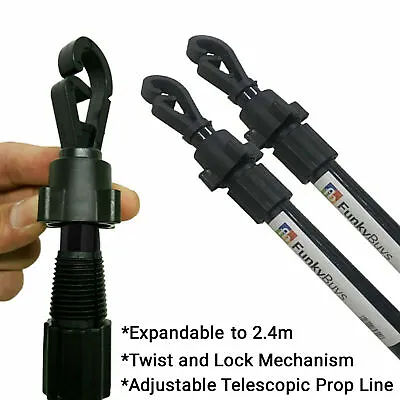 2x Heavy Duty  Extendable Prop Line Clothes Washing Outdoor Pole Support 2.2M • £12.61