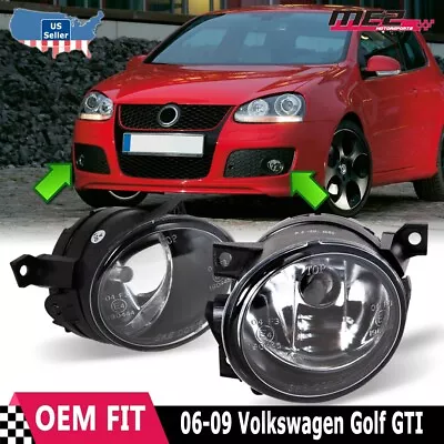 Fits 2006-2009 VW GTI MK5 Fog Light Clear Lens Bumper Lamps Replacement Pair • $37.99