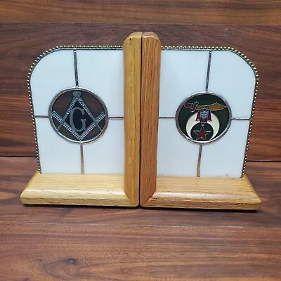 Masons Shriners Book Ends Stained Glass Handmade Masonic • $95