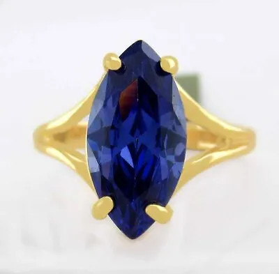 LAB CREATED 2.87 Cts TANZANITE RING 10K YELLOW GOLD - New With Tag - MADE IN USA • $0.99