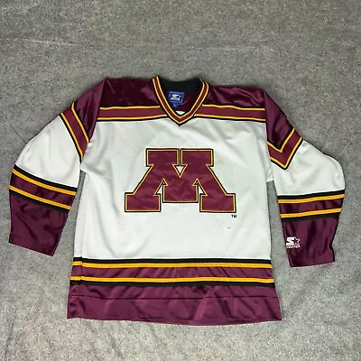 Minnesota Gophers Mens Jersey Large White Maroon Starter Hockey NCAA University • $69.98