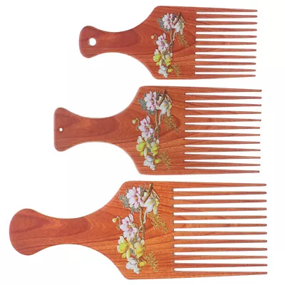  3 Pcs Wide Tooth Rake Comb Afro Wooden Hair Clip Combs For Men Vintage • $9.40